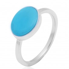 Natural Turquoise 12x9mm Gemstone 925 Sterling Silver Ring